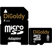 DiGoldy microSDHC (Class 10) 8GB + адаптер [DG008GCSDHC10-AD]