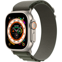 Apple Watch Ultra LTE 49 мм (титановый корпус, титановый/темно-зеленый, текстильный ремешок размера L)
