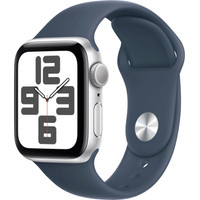 Apple Watch SE 2 40 мм (алюминиевый корпус, серебристый/грозовой синий, спортивный силиконовый ремешок S/M) Image #1