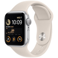 Apple Watch SE 2 40 мм (алюминиевый корпус, серебристый/звездный свет, спортивные силиконовые ремешки S/M + M/L) Image #1