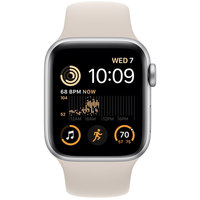 Apple Watch SE 2 40 мм (алюминиевый корпус, серебристый/звездный свет, спортивные силиконовые ремешки S/M + M/L) Image #2