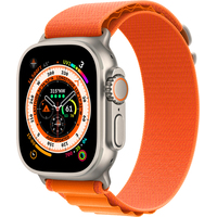 Apple Watch Ultra LTE 49 мм (титановый корпус, титановый/оранжевый, текстильный ремешок размера L)