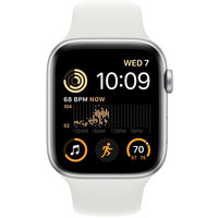 Apple Watch SE 2 44 мм (алюминиевый корпус, серебристый/белый, спортивные силиконовые ремешки S/M + M/L) Image #2