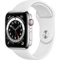 Apple Watch Series 6 LTE 44 мм (сталь серебристый/белый спортивный)