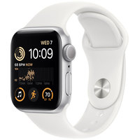 Apple Watch SE 2 40 мм (алюминиевый корпус, серебристый/белый, спортивный силиконовый ремешок M/L)