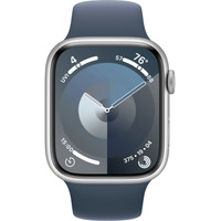 Apple Watch Series 9 45 мм (алюминиевый корпус, серебристый/грозовой синий, спортивный силиконовый ремешок M/L) Image #2