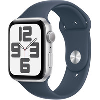 Apple Watch SE 2 44 мм (алюминиевый корпус, серебристый/грозовой синий, спортивный силиконовый ремешок M/L)