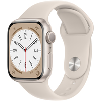 Apple Watch Series 8 41 мм (алюминиевый корпус, звездный свет/звездный свет, спортивный силиконовый ремешок M/L)