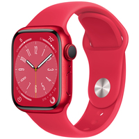 Apple Watch Series 8 41 мм (алюминиевый корпус, красный/красный, спортивный силиконовый ремешок S/M)