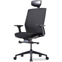 Bestuhl J1 Black Pl с подголовником и подлокотником (черная сетка/черная ткань)