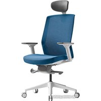 Bestuhl J1 White Pl с подголовником и подлокотником (голубая сетка/голубая ткань)