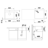 Blanco Subline 500-IF/A Steelframe Silgranit антрацит клапан автомат (524111) Image #2