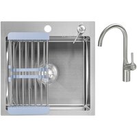 Saniteco 4848 + Spike F9S07011 (сатин, с сифоном, дозатором и коландером) Image #1