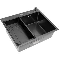 ARFEKA Eco AR мойка 600*500, коландер G, дозатор Black Decor Volcanic