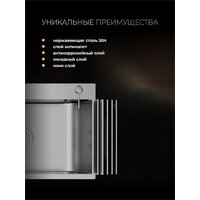 Roxen Snake 560220-50-BS (50*48) PVD графит/текстурная поверхность (с коландером и дозатором) Image #14