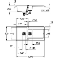 Grohe K500 60-C 100/50 1.5 31646AP0 (черный гранит) Image #2