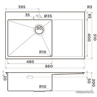 Omoikiri Akisame 86 Side IN-L 4997031 (нержавеющая сталь) Image #2