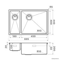 Omoikiri Taki 69-2-U/IF-LG-L Side (светлое золото) Image #2