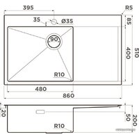 Omoikiri Akisame 86-GB-R Side (графит) Image #5