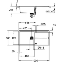 Grohe K400 60-C 100/50 1.0 31641AP0 (черный гранит) Image #2