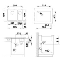 Blanco Subline 340/160-U Silgranit антрацит правая (523558) Image #2