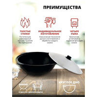 Davr Metall Узбекский чугунный с крышкой, круглое дно (22 л)