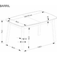 Halmar Barril 130-170/80/74 (дуб артизан/черный) Image #18