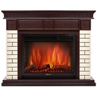 Firelight Bricks 30U (угловой, камень бежевый/шпон темный дуб)