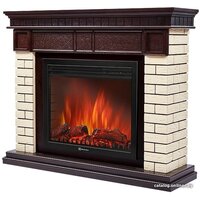 Firelight Bricks 30 (камень бежевый/шпон темный дуб) Image #2