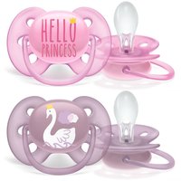 Philips AVENT Пустышка силиконовая Ultra Soft декор Hello Princess/Лебедь, 6-18 мес. (уп.2 шт.), для девочек