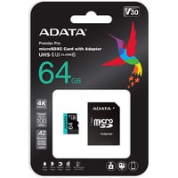 ADATA Premier Pro AUSDX64GUI3V30SA2-RA1 microSDXC 64GB (с адаптером) Image #4
