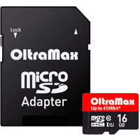 OltraMax Elite OM016GCSDHC10UHS-1-ElU1 microSDHC 16GB (с адаптером)