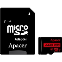 Apacer microSDXC AP64GMCSX10U5-R 64GB (с адаптером) Image #1