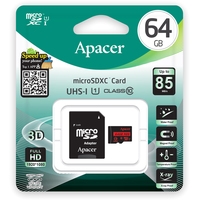 Apacer microSDXC AP64GMCSX10U5-R 64GB (с адаптером) Image #3