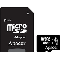 Apacer microSDXC (Class 10) 64GB + адаптер [AP64GMCSX10U1-R]