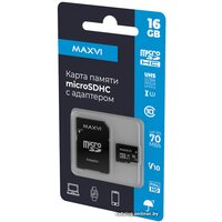 Maxvi microSDHC 16GB MSD16GBC10V10 (с адаптером)