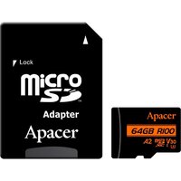 Apacer microSDXC AP64GMCSX10U8-R 64GB (с адаптером) Image #1