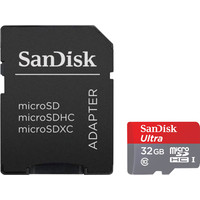SanDisk Ultra microSDHC UHS-I + адаптер 32GB [SDSQUNC-032G-GN6MA]