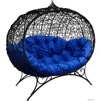M-Group Улей на ножках 11220410 (черный ротанг/синяя подушка) Image #1