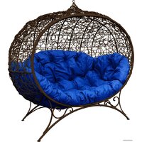 M-Group Улей на ножках 11220210 (коричневый ротанг/синяя подушка) Image #1