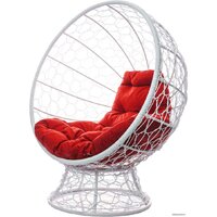 M-Group Кокос на подставке 11590106 (белый ротанг/красная подушка) Image #1