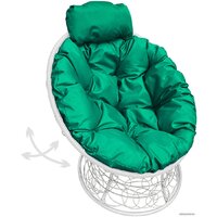 M-Group Папасан пружинка мини 12090104 (белый ротанг/зеленая подушка) Image #1
