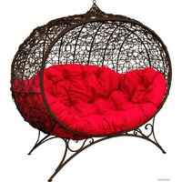 M-Group Улей на ножках 11220206 (коричневый ротанг/красная подушка)