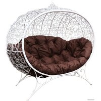 M-Group Улей на ножках 11220105 (белый ротанг/коричневая подушка) Image #1