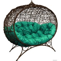 M-Group Улей на ножках 11220204 (коричневый ротанг/зеленая подушка) Image #1