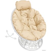 M-Group Папасан пружинка мини 12090101 (белый ротанг/бежевая подушка) Image #1