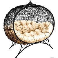 M-Group Улей на ножках 11220401 (черный ротанг/бежевая подушка) Image #1