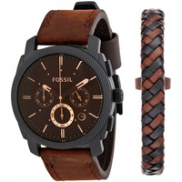 Наручные часы с украшением Fossil Machine Chronograph FS5251SET - Изображение №1 — Chaika Market