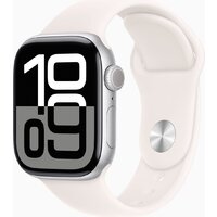 Apple Watch Series 10 42 мм (алюминиевый корпус, серебристый/легкие румяна, спортивный силиконовый ремешок M/L)