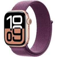 Apple Watch Series 10 42 мм (алюминиевый корпус, розовое золото/сливовый, нейлоновый ремешок)